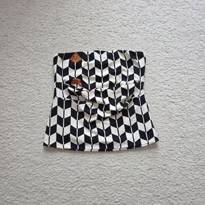 Farm Rio Black & White Geometric Strapless Tube Top